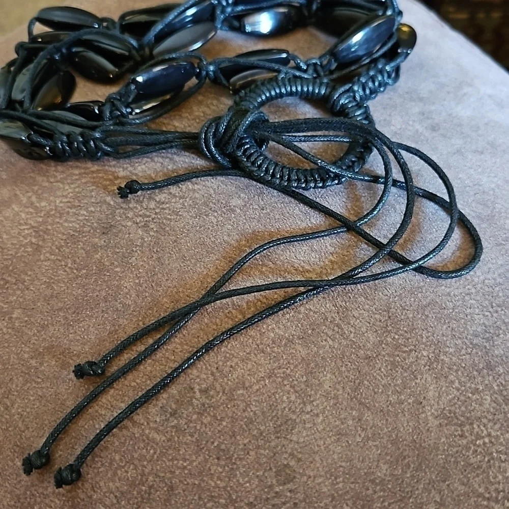 3/$30 Black Acrylic Beaded Macrame Belt